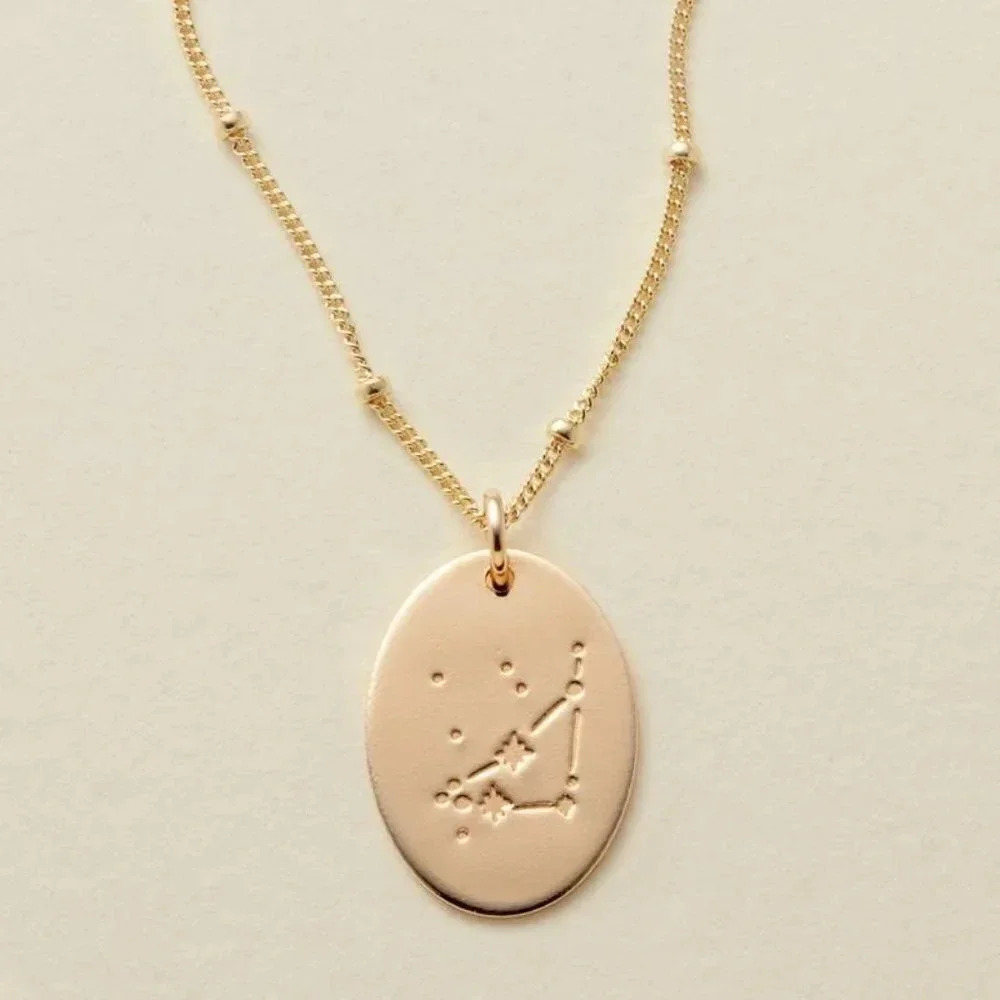 Capricorn Boho Beaded Gold Zodiac Disc Necklace